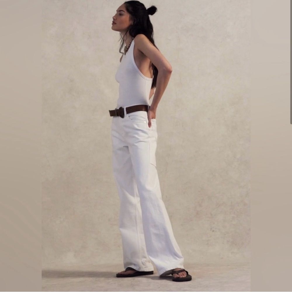 Free People We The Free Tinsley Baggy‎ High Rise Jean Size 26 in Optic White - Picture 2 of 11